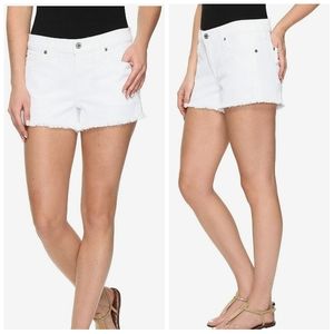 7 For All Mankind White Denim Cutoff Shorts